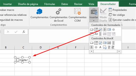 Insertar CheckBox en Excel